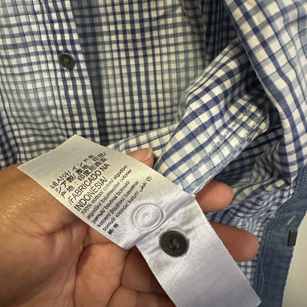 Calvin Klein Jeans Blue and White Checkered Shirt - Picture 5 of 6